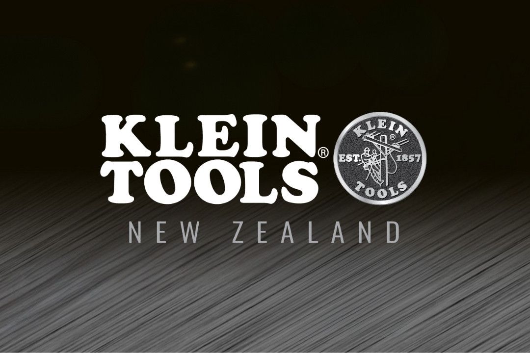 Klein Tools Logo on grey and black background