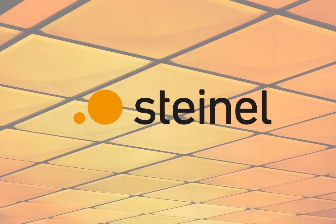 Steinel logo on an orange ceiling panel background