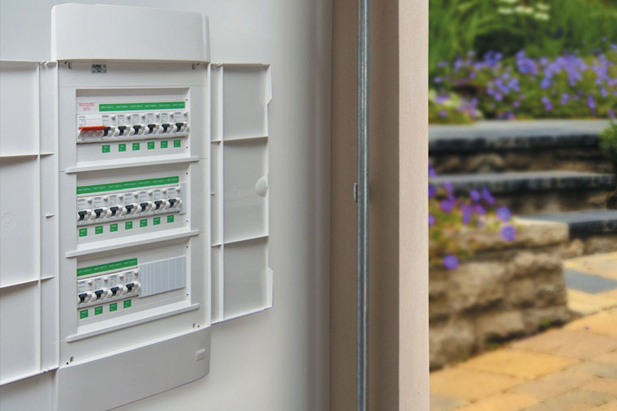circuit protector on wall with view of garden