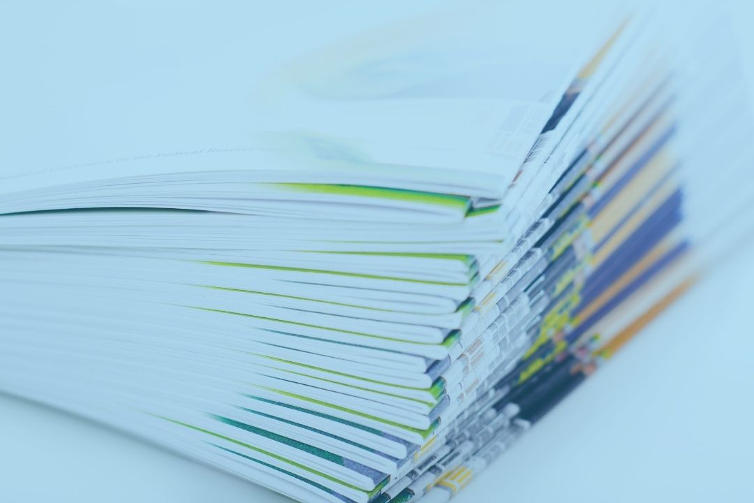 Multi-coloured brochures