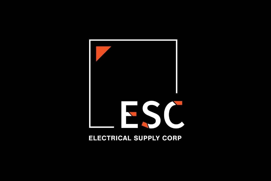 ESC white and orange logo on black background