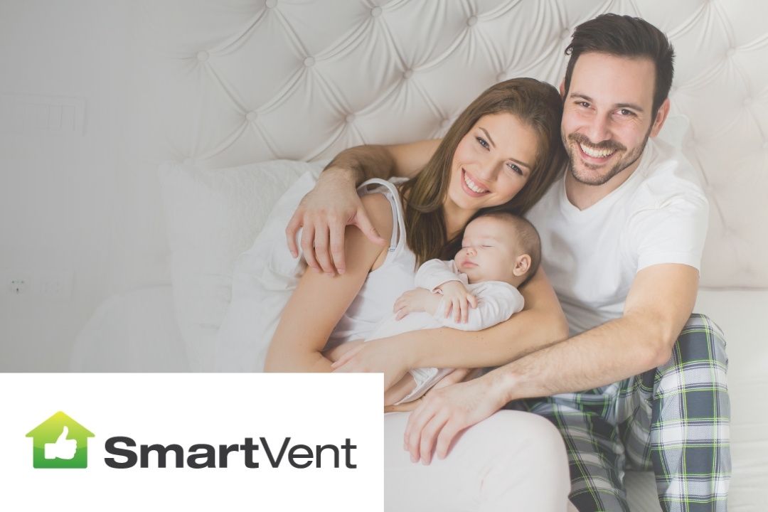 SmartVent logo on a family photo background