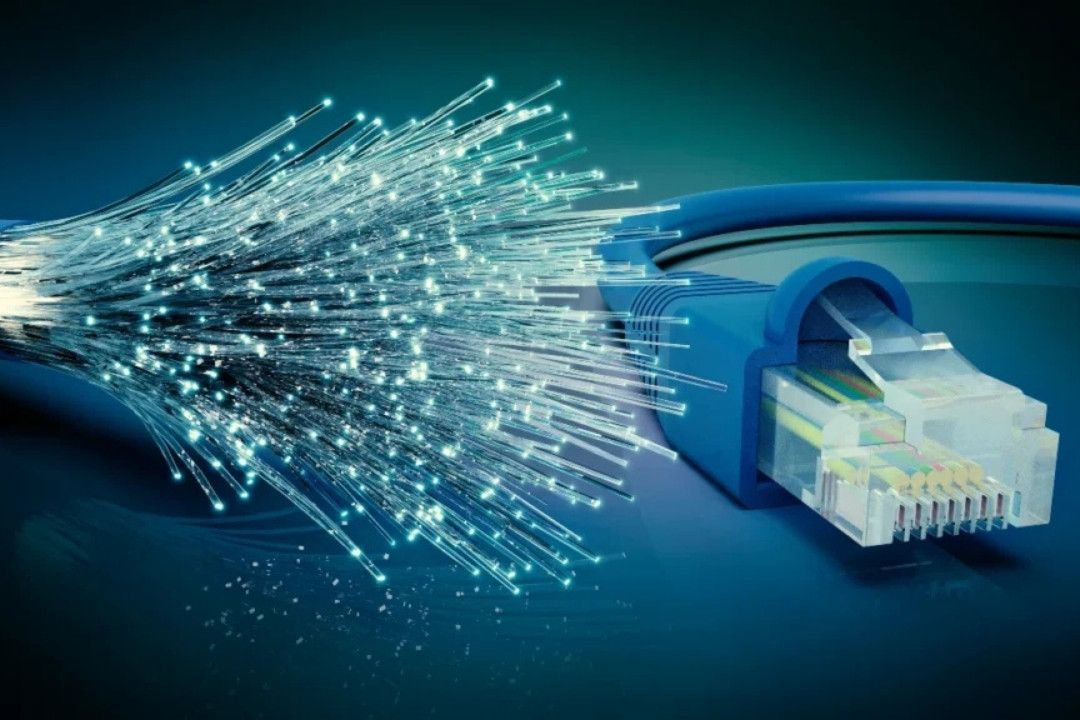 Fibre optic cable and blue network cable