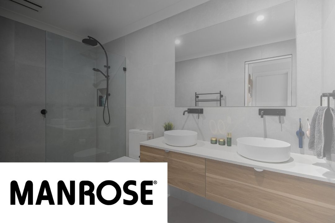 Manrose logo on a blurred bathroom background