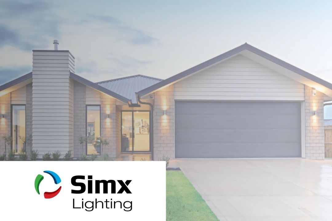 Simx Lighting logo on a house background